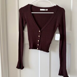 Altar'd State chocolate brown Ribbed Cardigan